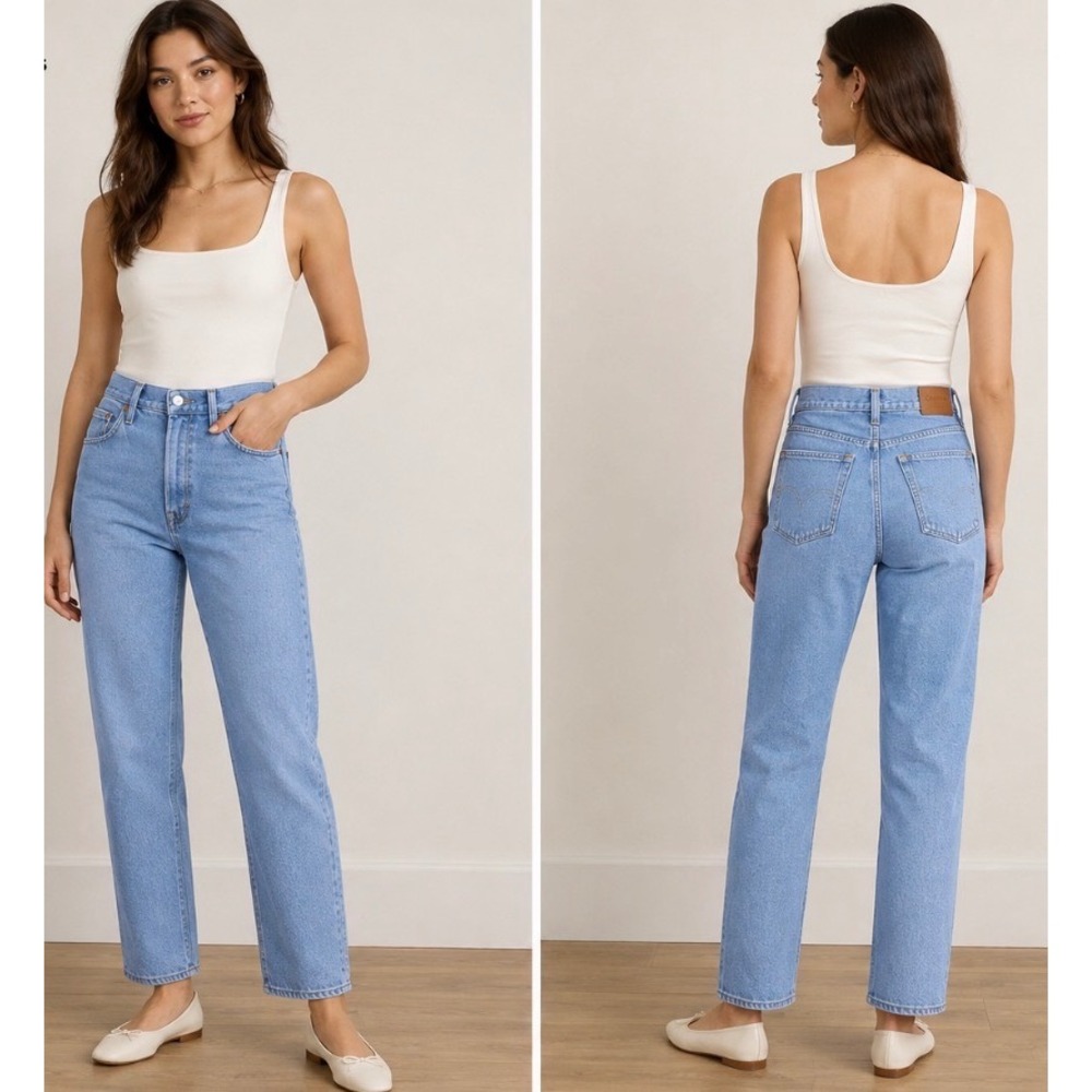 Madewell NWT Stovepipe Jeans Womens 28 High Rise Straight Leg Light Wash Denim